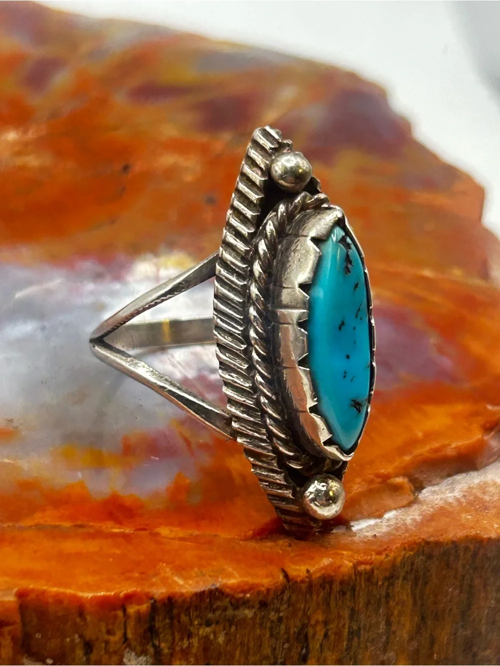 Southwest Sterling Silver Turquoise Ring - Size 9.5, handcrafted piece